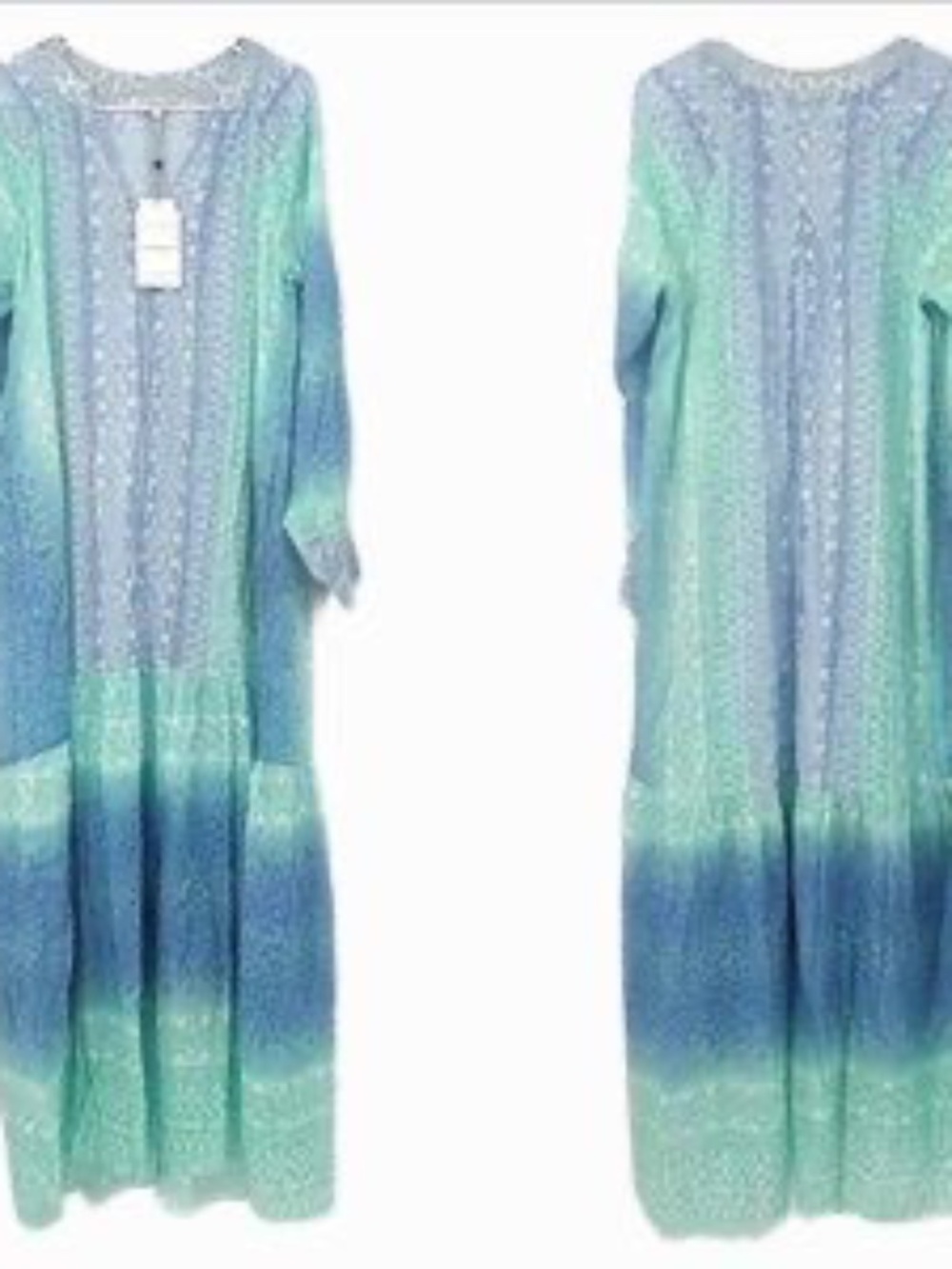 Hale Bob Womens Leta Maxi Dress Green Blue Size Large